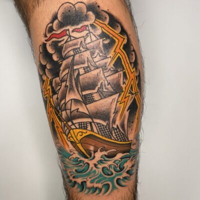 Pirate ship new schhol style Pirate ship tattoo- New school
