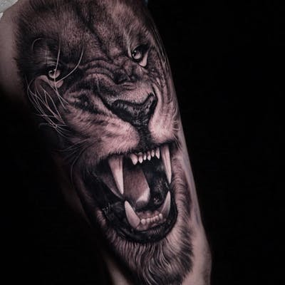 Lion tattoo in realism style Realistic Lion tattoo